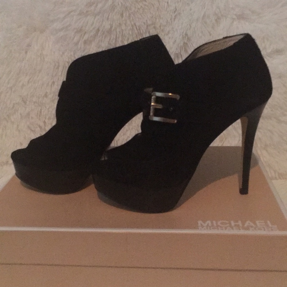 Michael Kors black suede platform bootie